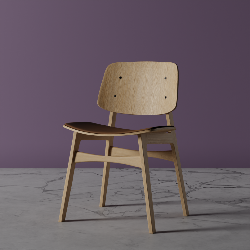 Wooden chair with a leather seat
