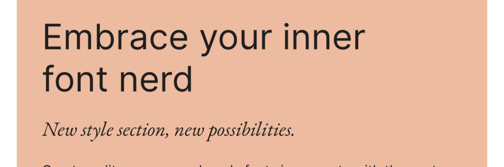 Screenshot of text "Embrace your inner font nerd", with line break before font.